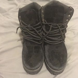 Black suede ankle boots